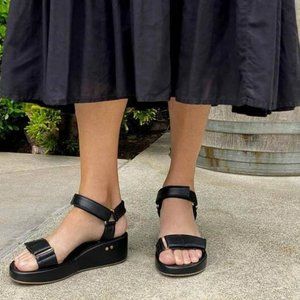 BEEK ROO WEDGE SANDALS VELCRO STRAPPY SANDAL PLATFORM BLACK 8 (MD22)